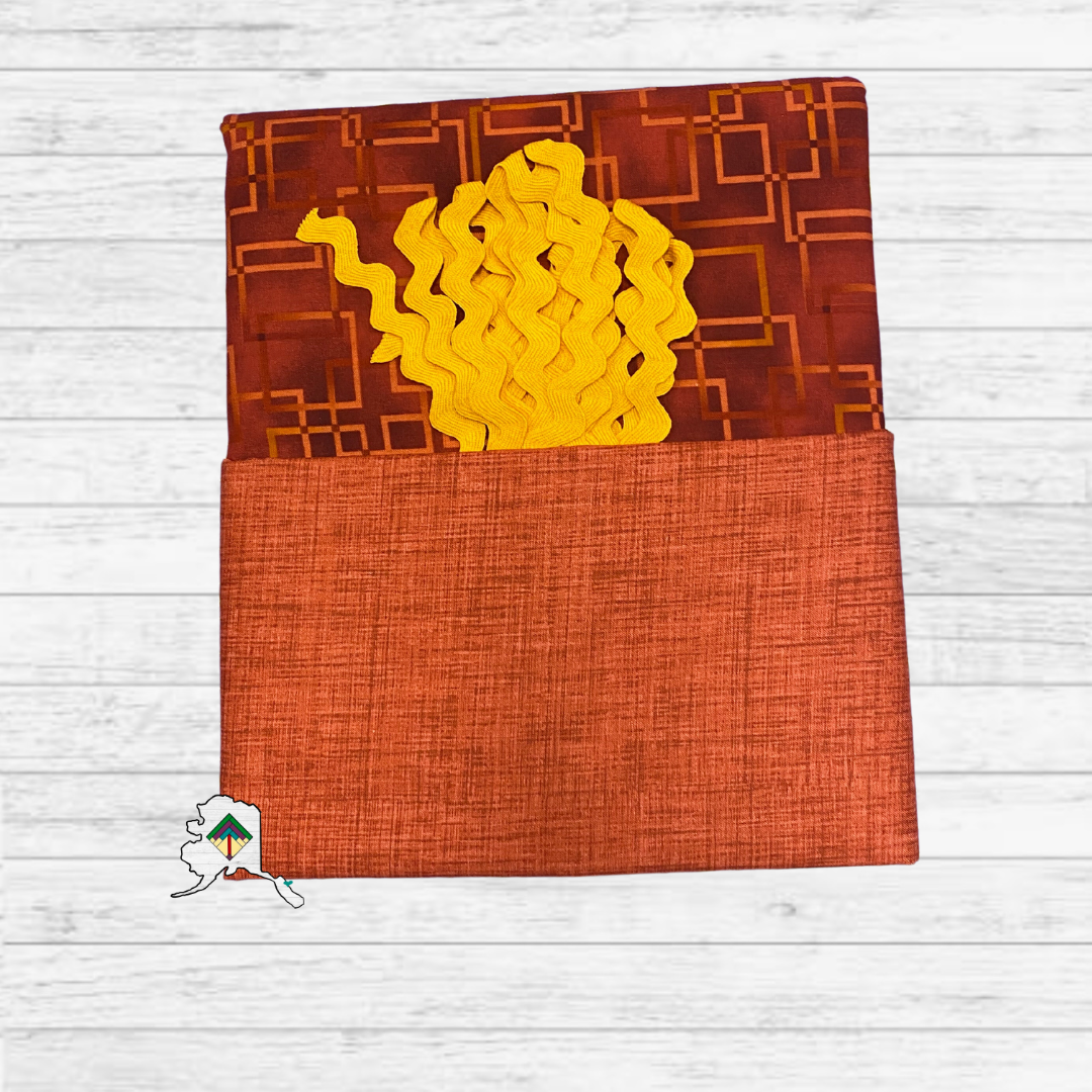 Kuspuk Fabric Kit 3-yds Plus - Red Geometric/Red/Gold Trim