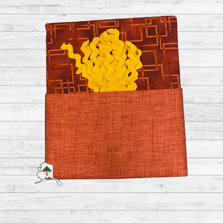 Kuspuk Fabric Kit 3-yds Plus - Red Geometric/Red/Gold Trim