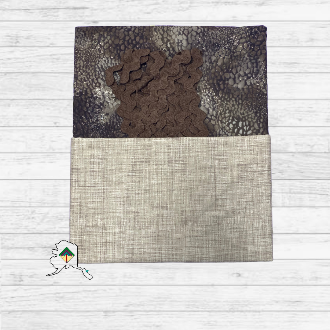 Kuspuk Fabric Kit 3-yds Plus - Brown Pebble/Tan/Brown Trim