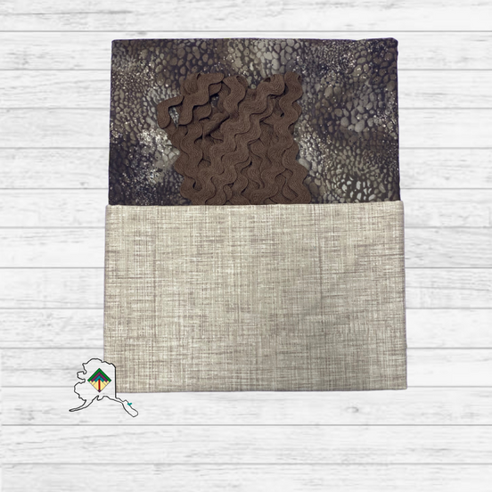 Kuspuk Fabric Kit 3-yds Plus - Brown Pebble/Tan/Brown Trim