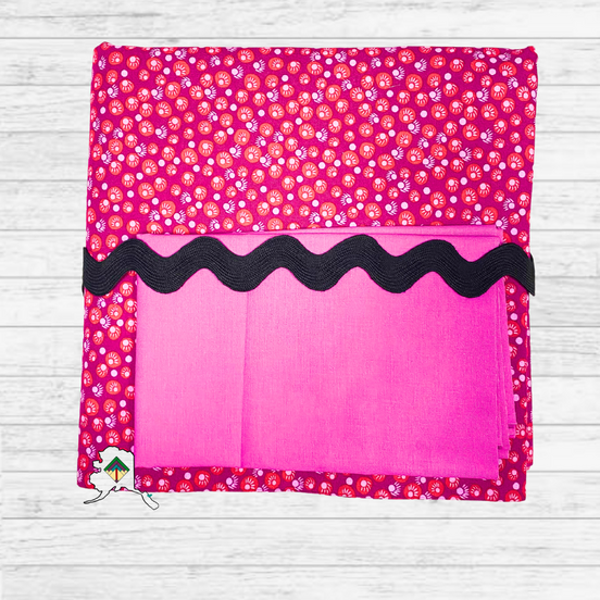 Kuspuk Fabric Kit 5-yds Plus -Magenta dots with black trim