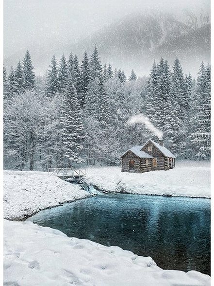 Off The Grid Panel Winter Cabin 31"x42"