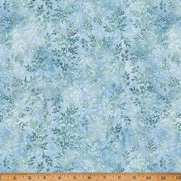 Hoffman Spectrum Print Tree Line Ditsy Leaves Blue