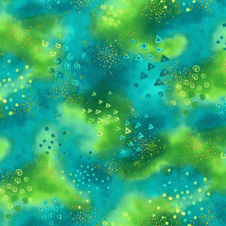 Laurel Burch Basic Glitter Dark Turquoise Gold Metallic