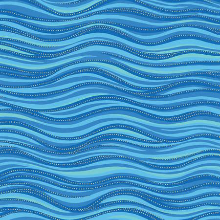 Laurel Burch Basic Wave Dark Blue Gold Metallic