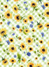 Sunflower Bouquets Digital Lt Green Check