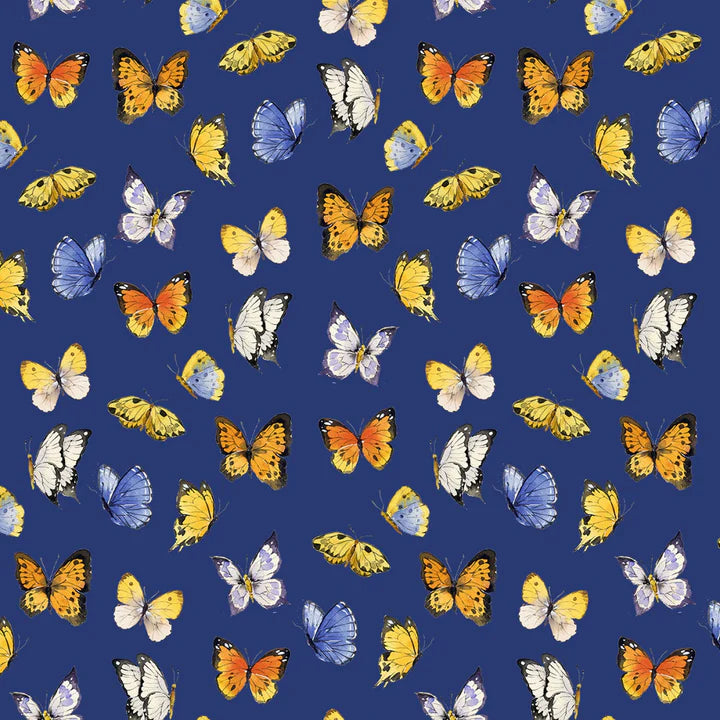 Sunflower Bouquets Digital Dk Blue Butterflies