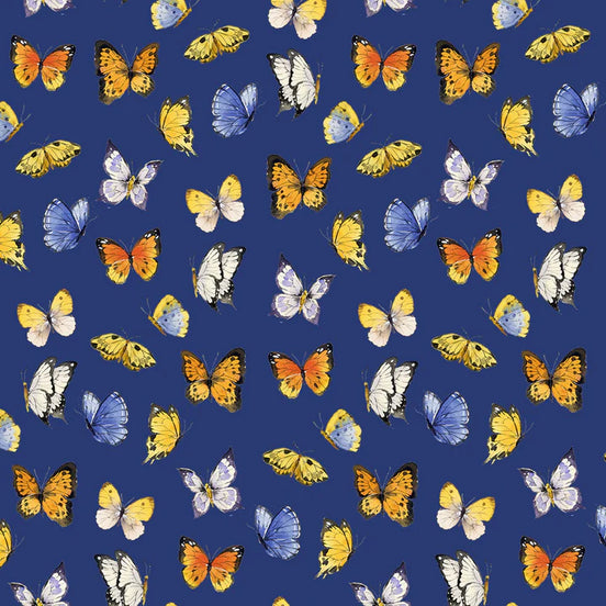 Sunflower Bouquets Digital Dk Blue Butterflies