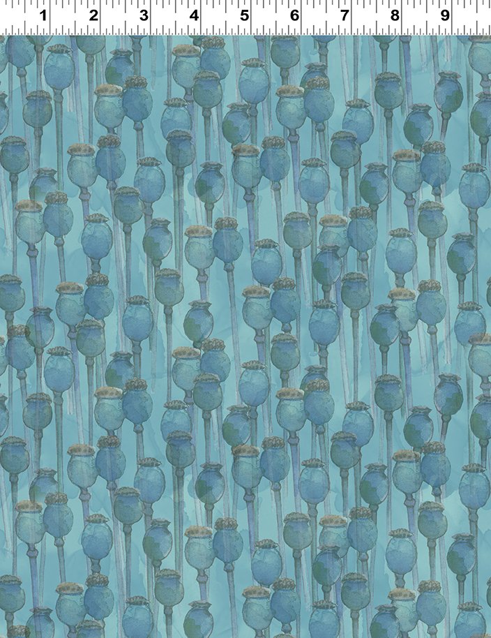 Poppy Dreams Digital Lt Teal Poppy Buds