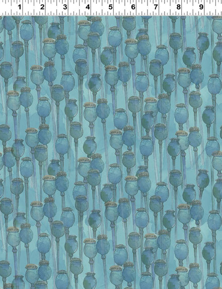 Poppy Dreams Digital Lt Teal Poppy Buds