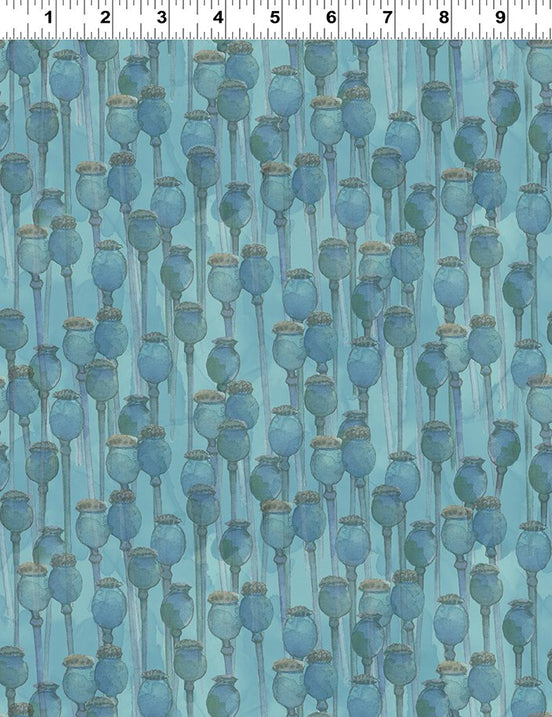 Poppy Dreams Digital Lt Teal Poppy Buds
