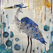 Blue Heron Fabric Collage Pattern