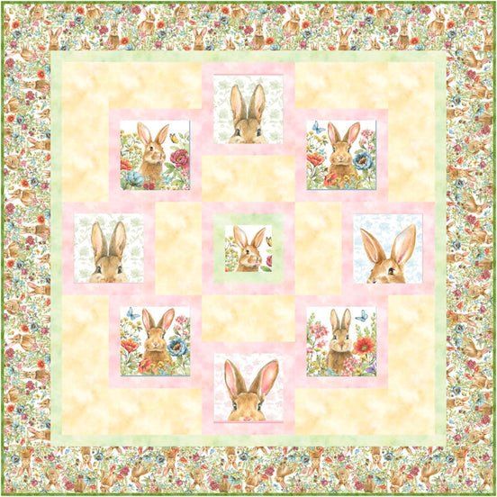 Bunnies & Blooms Quilt Kit 63" by 63"