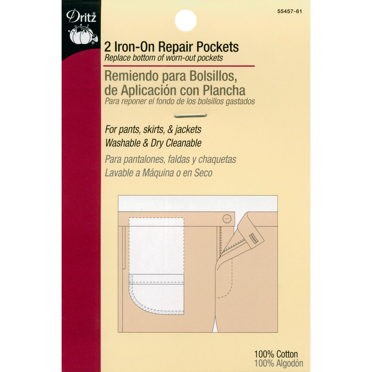 Dritz Iron-On Repair Pockets White