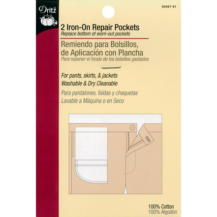Dritz Iron-On Repair Pockets White