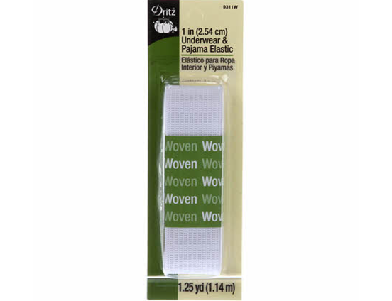 1in White Underwear & Pajama Elastic 1-1/4yd