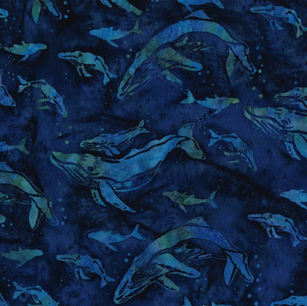 Bali Handpaints Humpback Whales Lapis