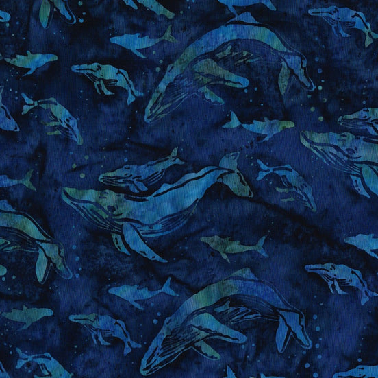 Bali Handpaints Humpback Whales Lapis