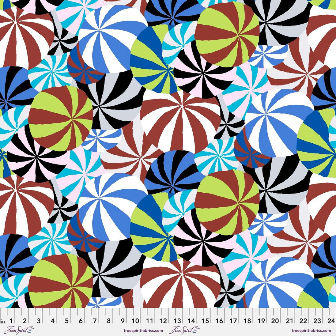 Colorful pattern of circular shapes with a ruler at the bottom