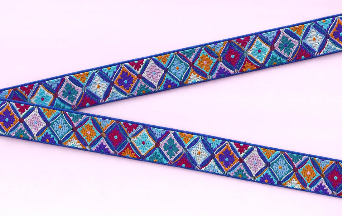 Colorful patterned ribbon with flowers