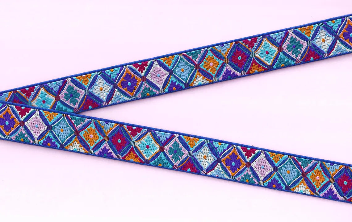 Colorful patterned ribbon with flowers