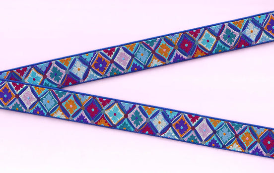 Colorful patterned ribbon with flowers