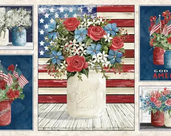 Farmhouse Americana Patriotic Bouquet Panel