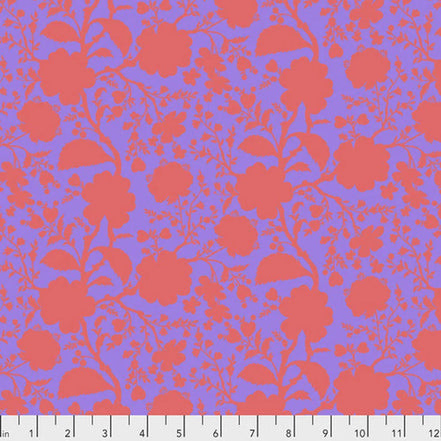 Floral pattern with pink flowers on a purple background