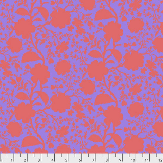 Floral pattern with pink flowers on a purple background
