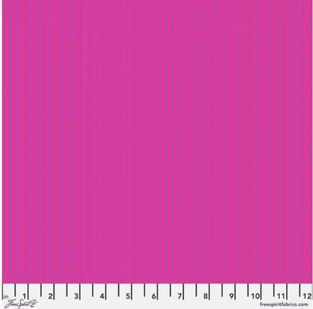 bright Pink fabric with thin purple stripes and a ruler at the bottom