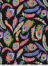 Colorful feather pattern on a black background