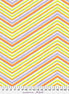 Colorful chevron pattern fabric with a brand label at the bottom.