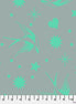 Fabric with aqua floral and star patterns on a gray background, featuring a ruler at the bottom.