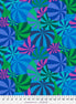 Colorful pattern of blue, green, and pink circles on a fabric swatch with a ruler at the bottom.