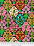 Colorful floral pattern on a black background with a ruler at the bottom.
