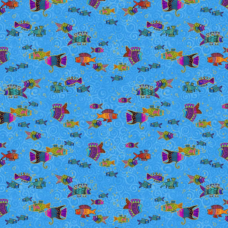 Oceania Fish Blue Gold Metallic