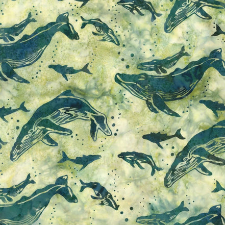 Bali Handpaints Humpback Whales Celery