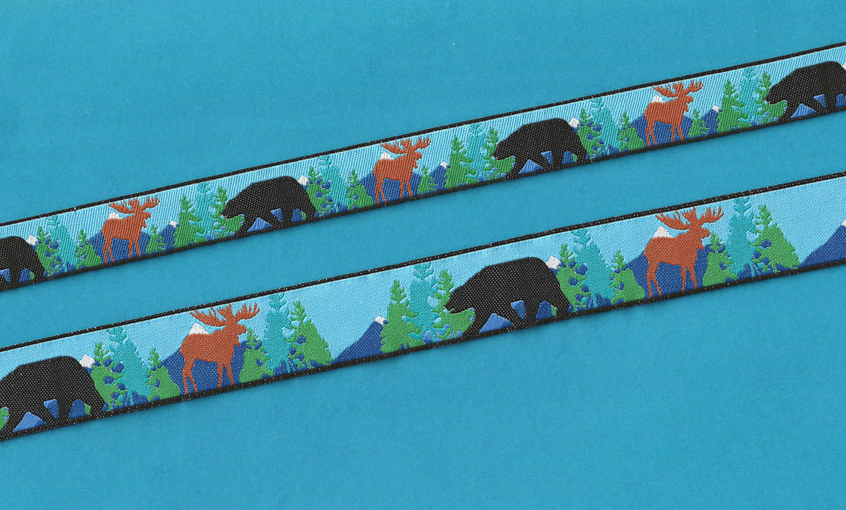 Alaskan Jacquard Ribbon 7/8in Black Bear/Brown Moose