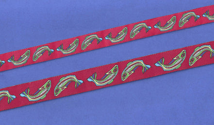 Alaskan Jacquard Ribbon 7/8in Red Rainbow Fish