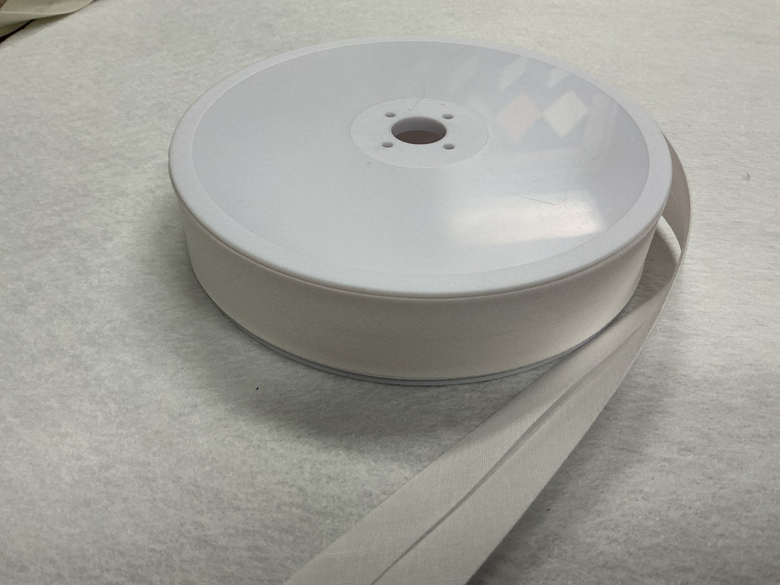 1" Single fold bias tape #1 Poly / Cotton White (can be used as 1/2" double fold)