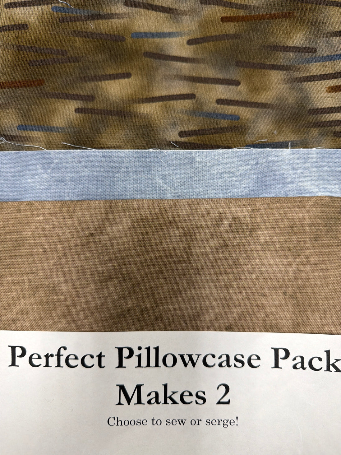 Perfect Pillowcase Pack Kit - Makes 2 - Brown Lines/Blue/Brown