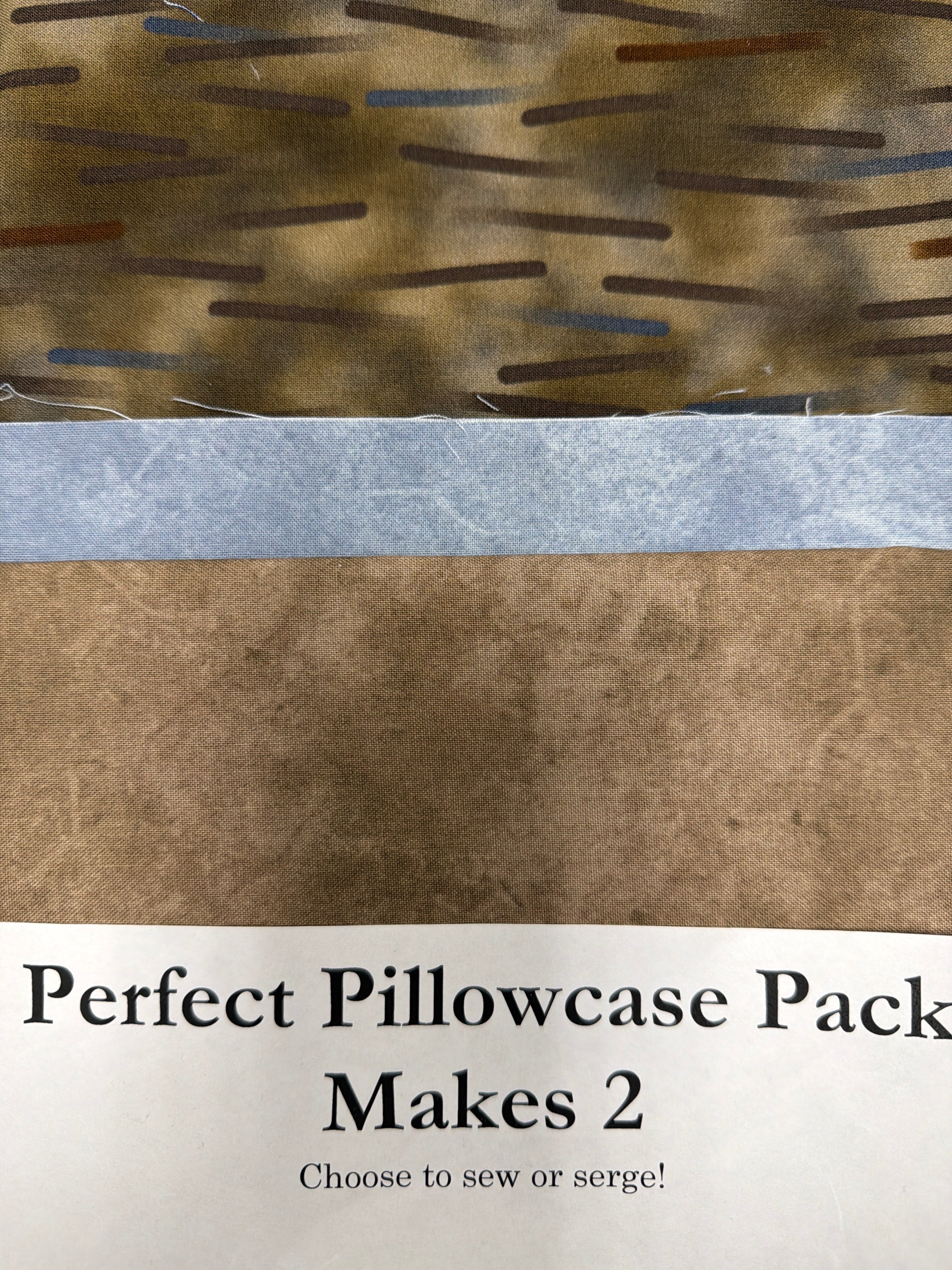 Perfect Pillowcase Pack Kit - Makes 2 - Brown Lines/Blue/Brown
