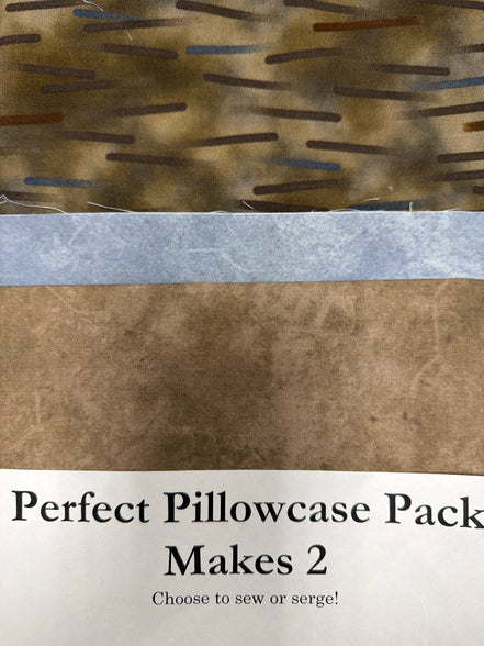 Perfect Pillowcase Pack Kit - Makes 2 - Brown Lines/Blue/Brown