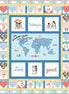 Children's quilt with world map and heart designs