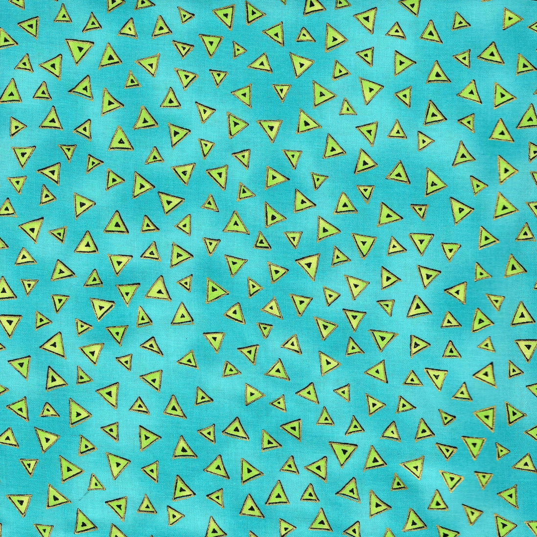 Laurel Burch Basic Triangle Aqua Gold Metallic