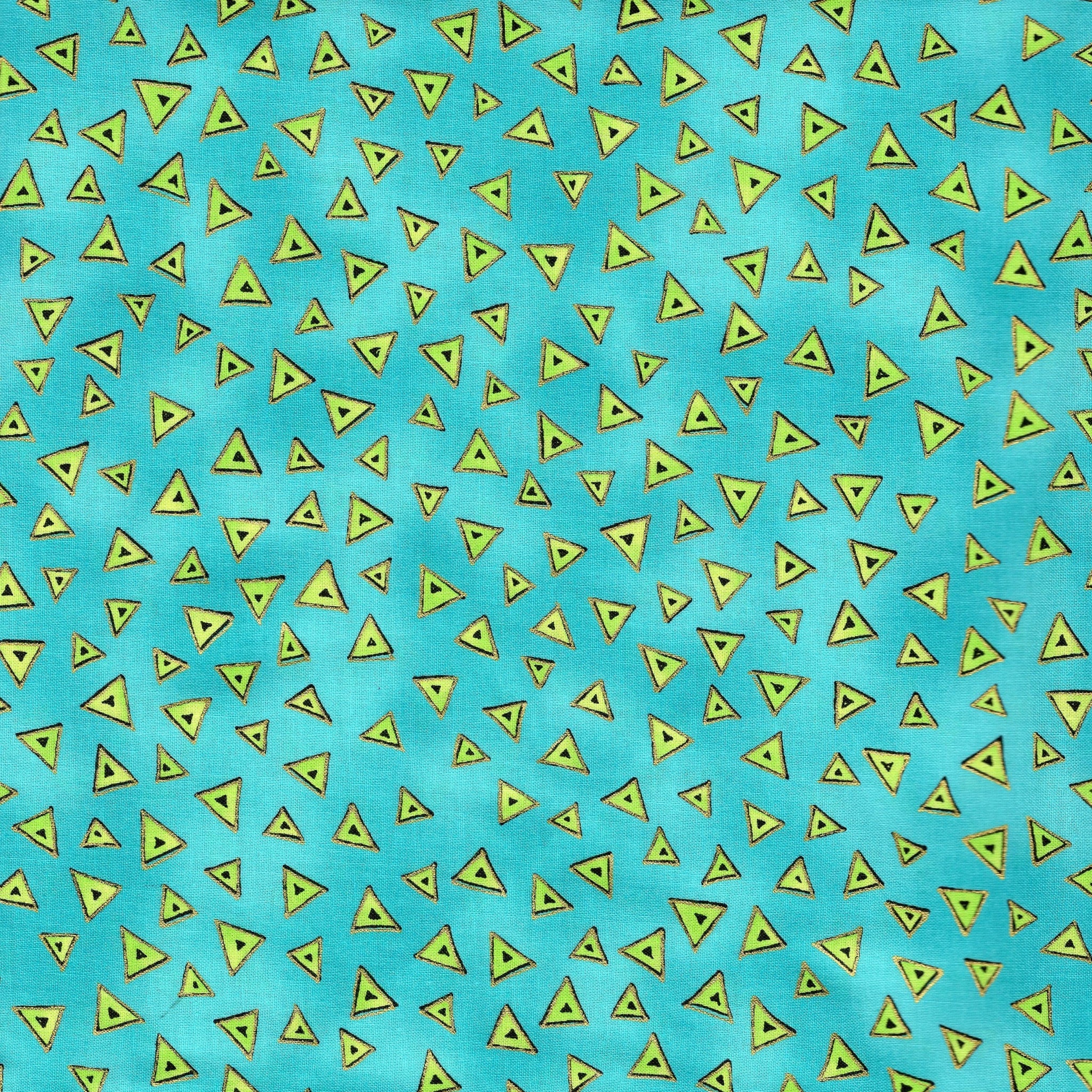 Laurel Burch Basic Triangle Aqua Gold Metallic