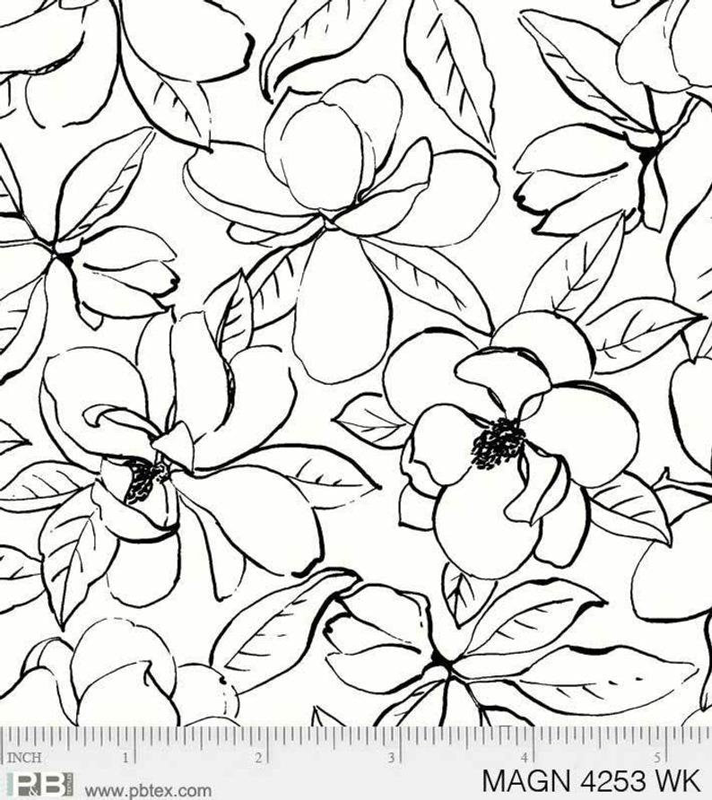Magnolia Floral Outlines - Black