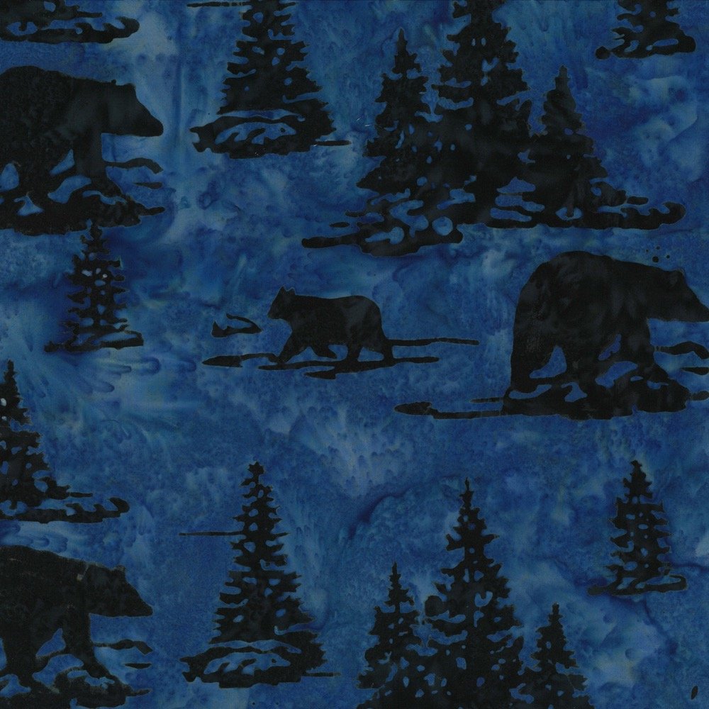 Hoffman Batik Bear & Pines Midnight