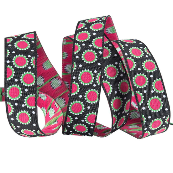 Jacquard Ribbon Jane Sassaman Pink/Black Dotty