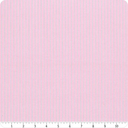 Pink fabric with small white stripes on a pink background